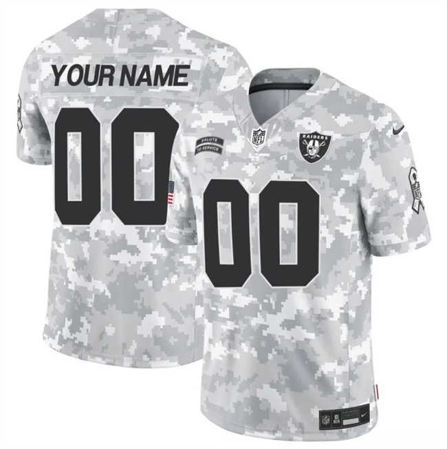 Mens Las Vegas Raiders Active Player Custom 2024 F.U.S.E Arctic Camo Salute To Service Limited Stitched Football Jersey